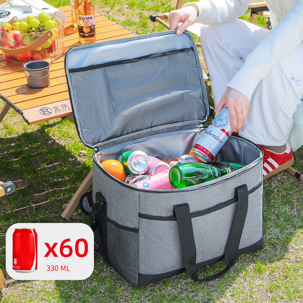 Large 35L Insulated Cooler Bag Soft Sided Leakproof Thermal Tote for Camping Beach Picnic BBQ Heavy Duty Grocery Carrier Navy Blue