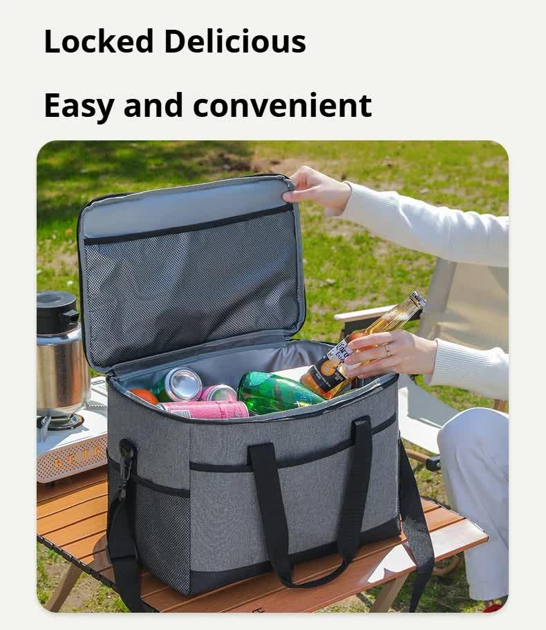 Small Insulated Lunch Bag 10L Cooler Tote Box with Shoulder Strap Leakproof Thermal Meal Prep Carrier for Work School Picnic Grey