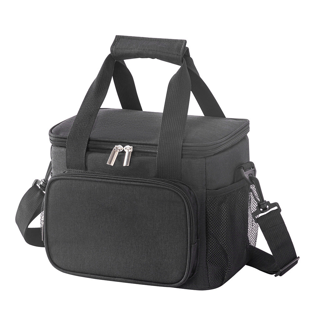 Small Insulated Lunch Bag 10L Cooler Tote Box with Shoulder Strap Leakproof Thermal Meal Prep Carrier for Work School Picnic Black