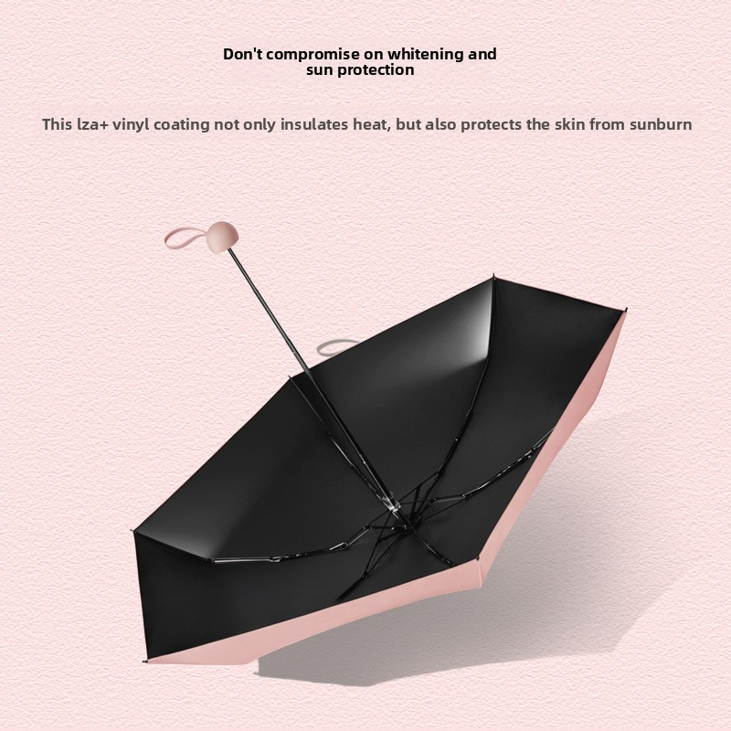 Mini Capsule Umbrella UPF 50+ Sun Protection Compact Pocket Parasol Lightweight Travel Rain Shade Windproof 6 Ribs UV Block Noble Blue