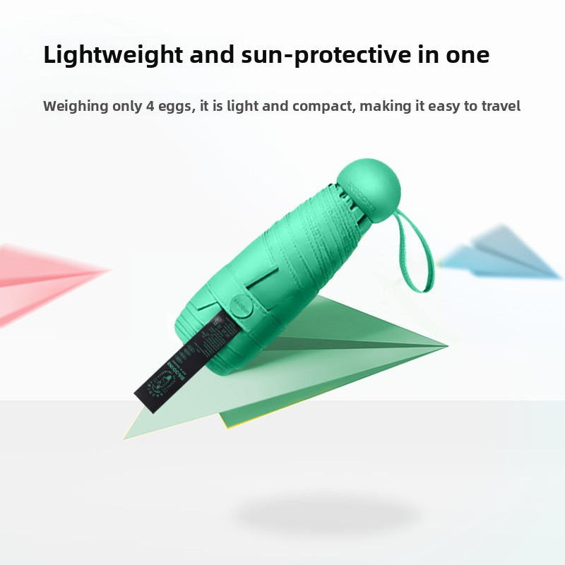 Mini Capsule Umbrella UPF 50+ Sun Protection Compact Pocket Parasol Lightweight Travel Rain Shade Windproof 6 Ribs UV Block Light Purple