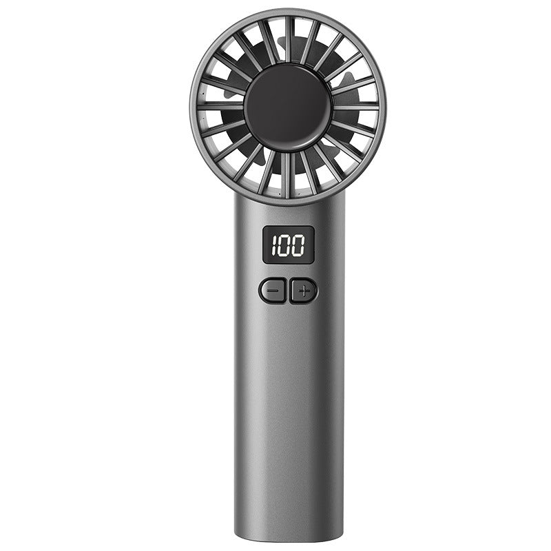 High Speed Handheld Turbo Fan 100 Adjustable Speeds Digital Display Portable Personal Cooling Device Rechargeable Type-C for Travel Outdoor Grey