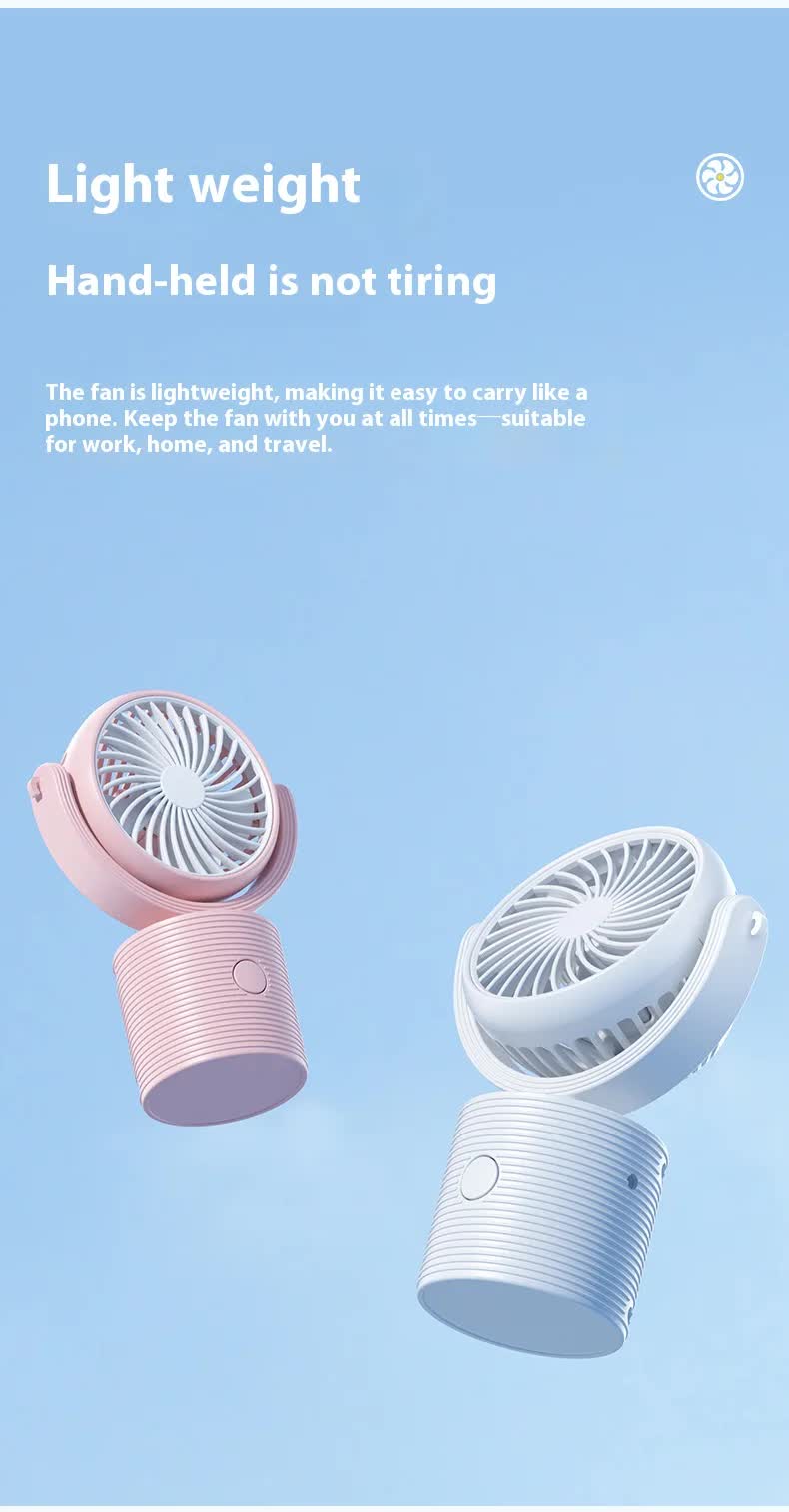 Portable Turbo Fan 3-in-1 Mini Handheld Desk Fan Rechargeable Personal Cooling Device with Neck Lanyard 180 Degree Adjustable Head Quiet Wind White