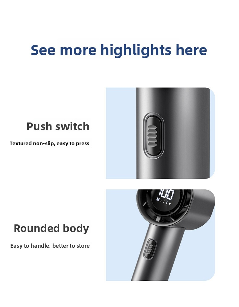 High Speed Handheld Turbo Fan Champagne Gold 3 Adjustable Speeds LED Display Portable Personal Cooling Fan Rechargeable for Travel Office Outdoor