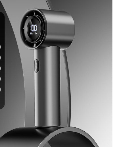 High Speed Handheld Turbo Fan Light Luxury Grey 3 Adjustable Speeds LED Display Portable Personal Cooling Fan Rechargeable for Travel Office Outdoor