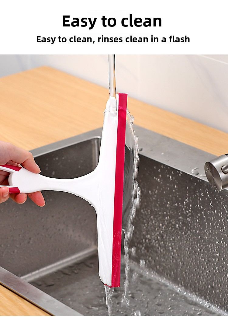 2 PCS Window Squeegee Glass Wiper  Shower Screen Cleaner Tool with TPR Blade Non Slip Handle for Bathroom Mirror and Car Windscreen Red and Green