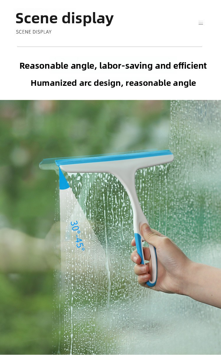 2 PCS Window Squeegee Glass Wiper  Shower Screen Cleaner Tool with TPR Blade Non Slip Handle for Bathroom Mirror and Car Windscreen Red and Blue