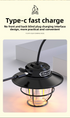 Retro LED Camping Lantern Rechargeable Pinecone Light Dimmable 4 Modes IPX4 Waterproof Hanging Tent Lamp for Outdoor Hiking Fishing Khaki