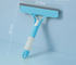 Blue 3-in-1 Window Squeegee with Built-in Spray Bottle - Dual Sided Sponge Glass Cleaner - Streak Free Tool for Shower Screens, Mirrors & Car Windows