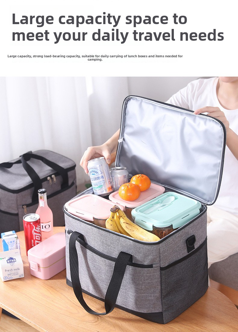 Large 30L Insulated Cooler Bag - Leakproof Thermal Lunch Tote with Shoulder Strap - Heavy Duty Blue Picnic Box for Beach, Camping & Work