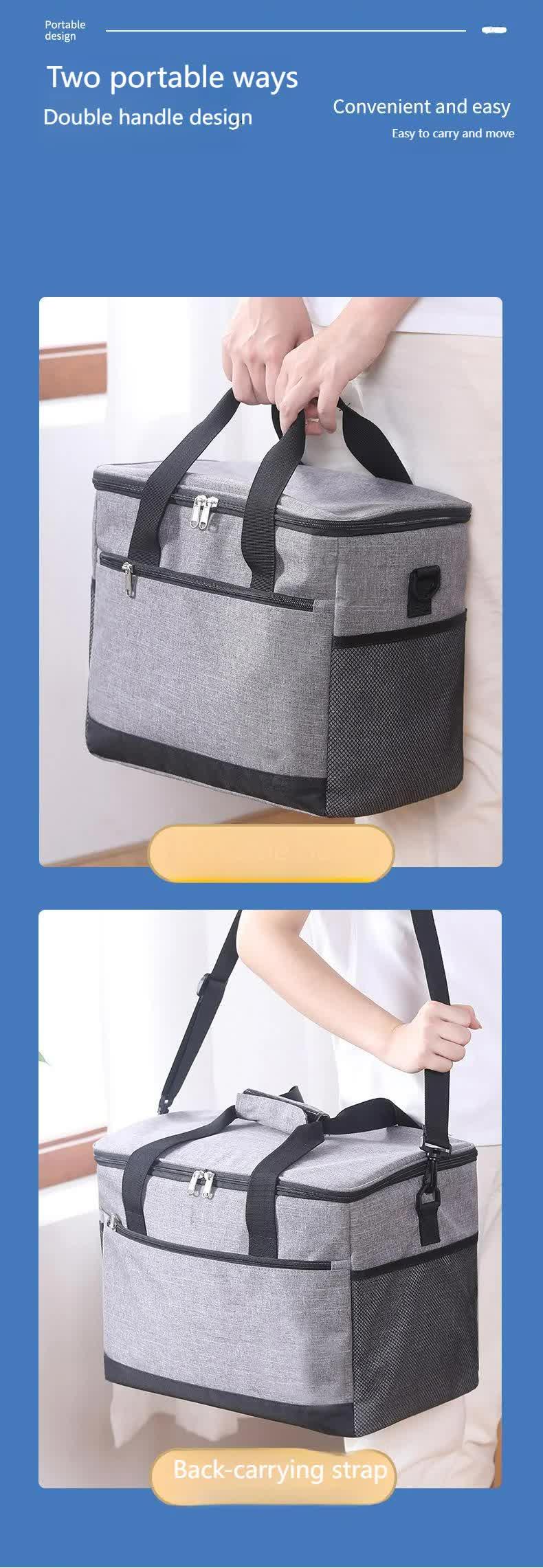 Large 30L Insulated Cooler Bag - Leakproof Thermal Lunch Tote with Shoulder Strap - Heavy Duty Black Picnic Box for Beach, Camping & Work
