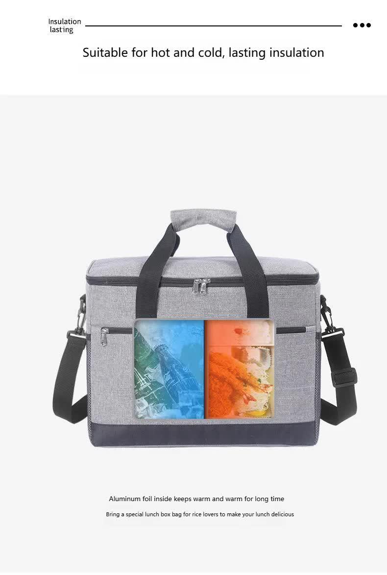 Large 30L Insulated Cooler Bag - Leakproof Thermal Lunch Tote with Shoulder Strap - Heavy Duty Black Picnic Box for Beach, Camping & Work