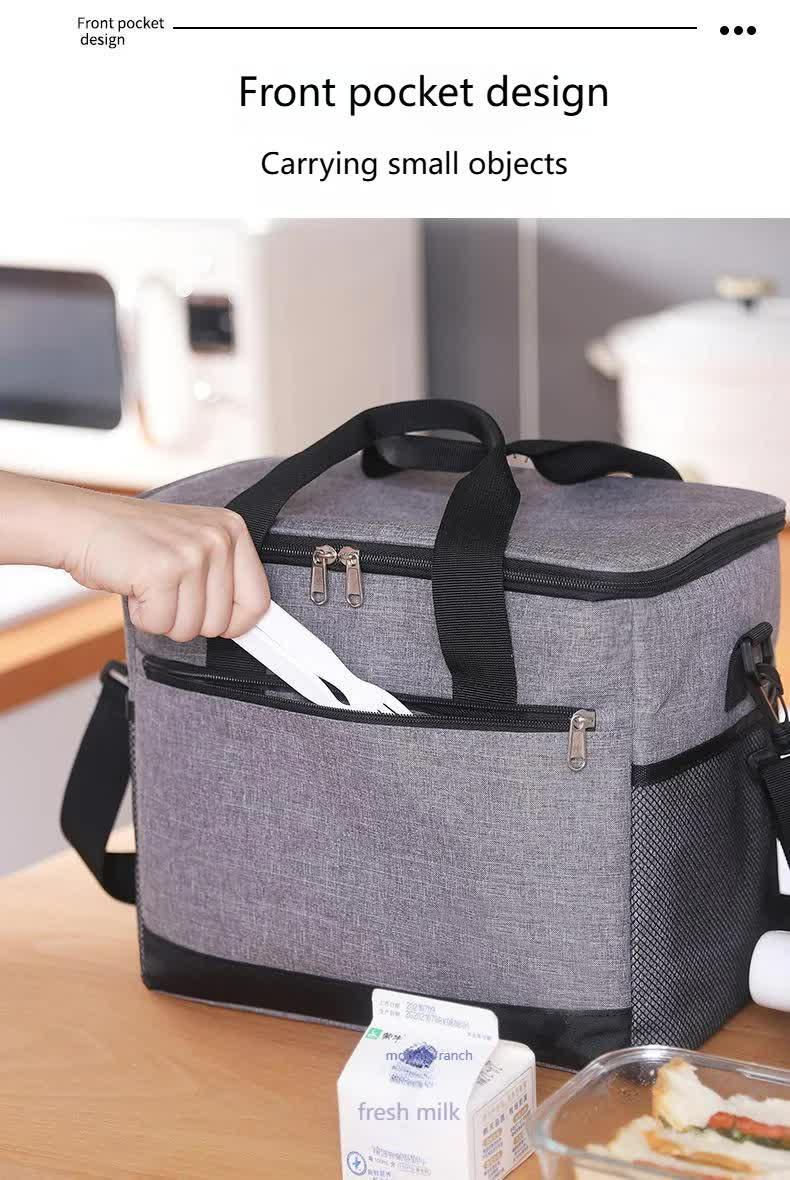 Large 30L Insulated Cooler Bag - Leakproof Thermal Lunch Tote with Shoulder Strap - Heavy Duty Black Picnic Box for Beach, Camping & Work
