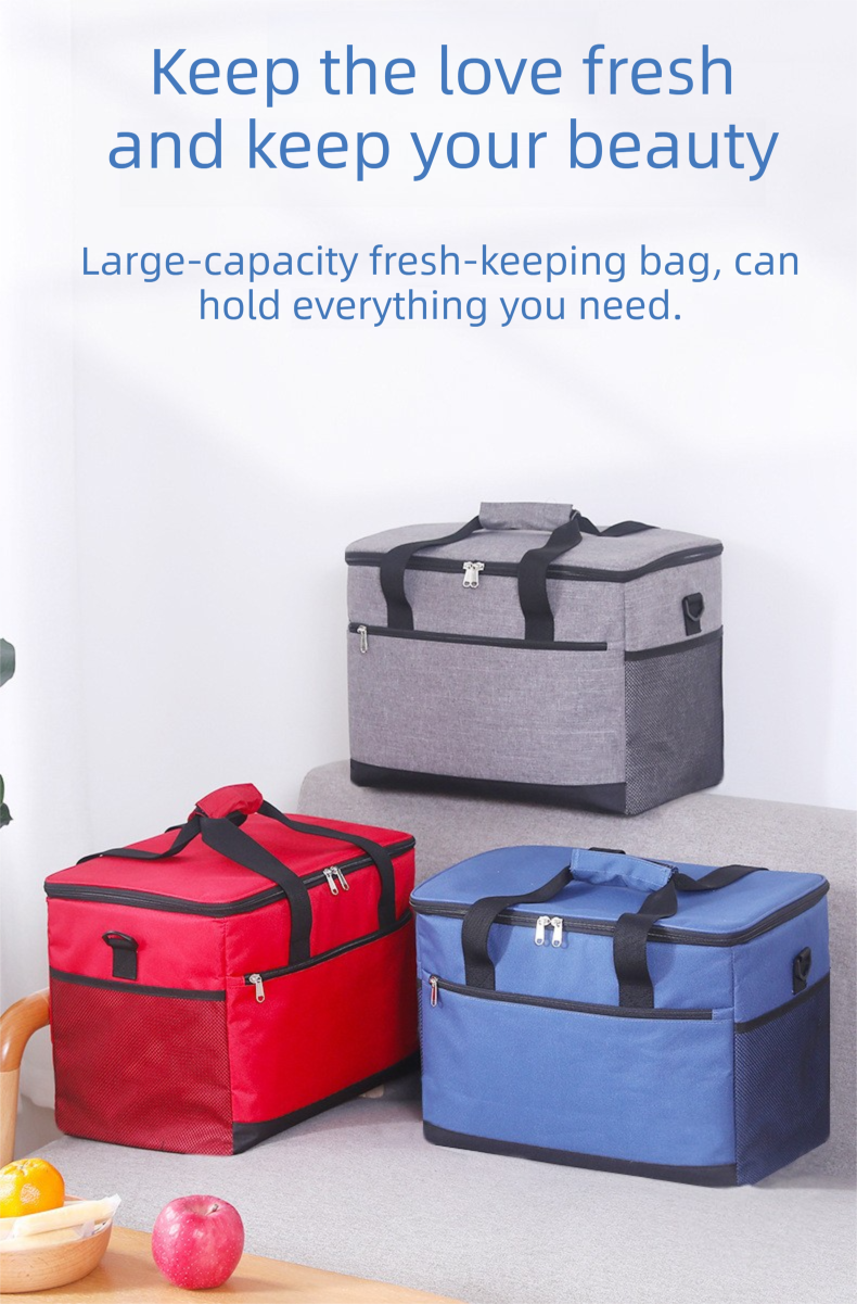 Large 18L Insulated Cooler Bag - Leakproof Thermal Lunch Tote with Shoulder Strap - Heavy Duty Grey Picnic Box for Beach, Camping & Work