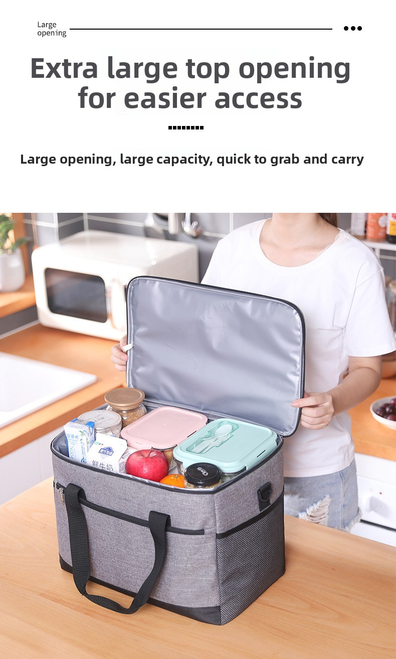 Large 18L Insulated Cooler Bag - Leakproof Thermal Lunch Tote with Shoulder Strap - Heavy Duty Beige Picnic Box for Beach, Camping & Work