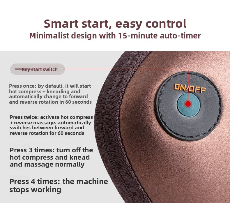 Electric Shiatsu Massage Pillow with Heat - Bi-Directional Deep Kneading Neck & Back Massager - Portable Car & Home Cushion for Muscle Relief - Brown