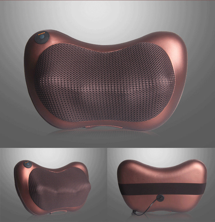 Cordless Rechargeable Shiatsu Massage Pillow - 8 Node Deep Kneading Neck & Back Massager with Heat - Wireless Portable Cushion for Home Car & Travel - Black