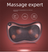 Cordless Rechargeable Shiatsu Massage Pillow - 8 Node Dual Button Neck & Back Massager with Heat - Wireless Deep Kneading Cushion for Car Home & Travel - Brown
