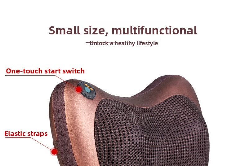 Cordless Rechargeable Shiatsu Massage Pillow - 8 Node Dual Button Neck & Back Massager with Heat - Wireless Deep Kneading Cushion for Car Home & Travel - Black