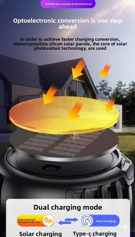 Solar Bug Zapper & Camping Light - 2000V Electric Mosquito Killer with Type-C USB Charging - Portable Insect Trap for Outdoor Patio Garden & Camping - Smart Battery Display - Black