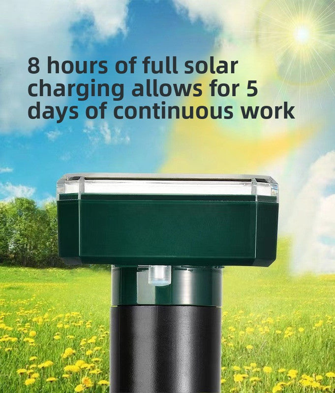 Solar-Powered Sonic Snake and Rodent Repeller Ground Stake - Outdoor Waterproof Ground Vibration Pest Deterrent Device - Ultrasonic Control for Moles, Voles, and House Mice - Garden Lawn Protection - Green Square Top Model