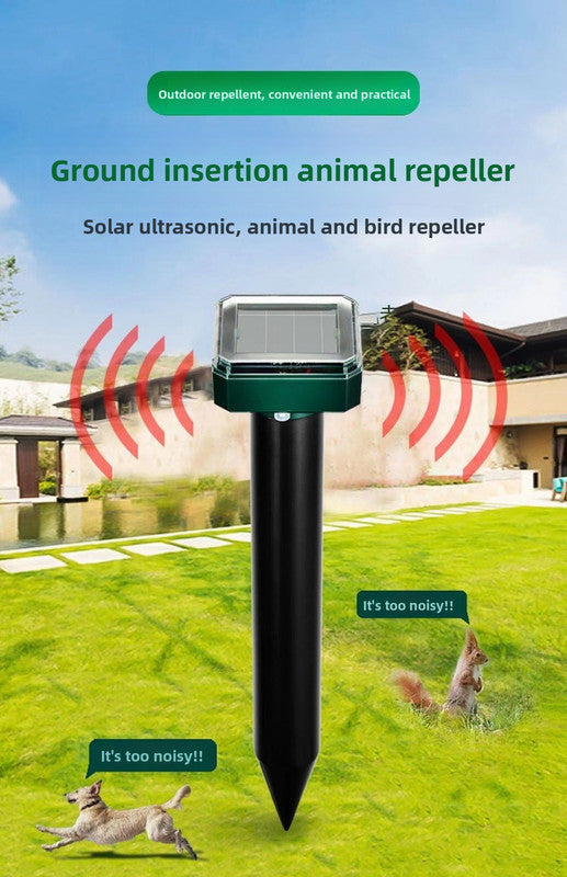 Solar-Powered Sonic Snake and Rodent Repeller Ground Stake - Outdoor Waterproof Ground Vibration Pest Deterrent Device - Ultrasonic Control for Moles, Voles, and House Mice - Garden Lawn Protection - Green Circular Top Model