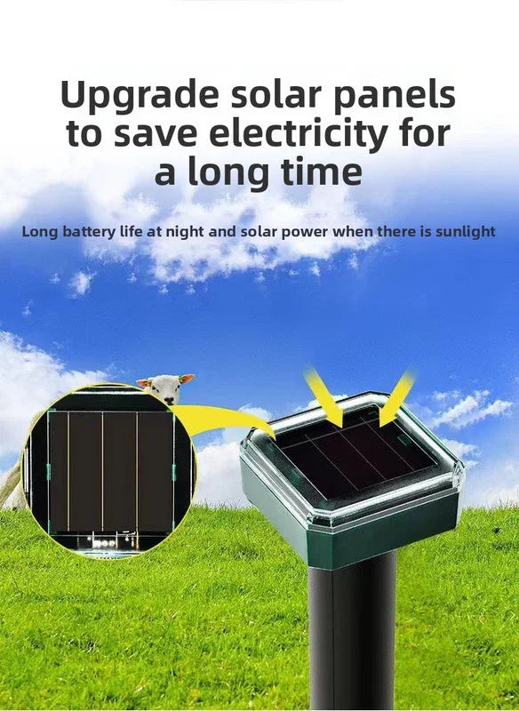 Solar-Powered Sonic Snake and Rodent Repeller Ground Stake - Outdoor Waterproof Ground Vibration Pest Deterrent Device - Ultrasonic Control for Moles, Voles, and House Mice - Garden Lawn Protection - Green Circular Top Model