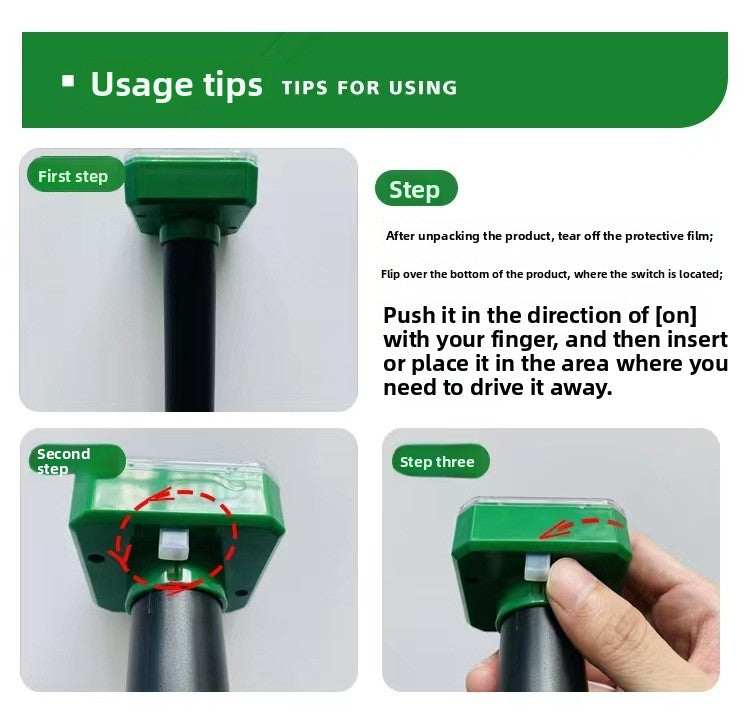 3PCS Solar Sonic Snake & Rodent Repeller Stakes - Mixed Set (Square, Round & Octagonal) - Outdoor Waterproof Ground Vibration Pest Control for Garden & Lawn - Green