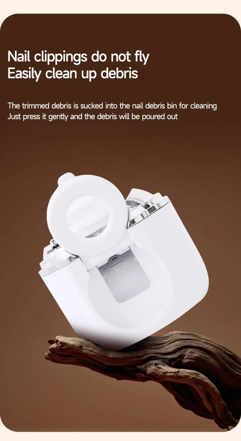 2-in-1 Electric Nail Clipper with Magnifying Glass & LED Light - Automatic Nail Trimmer & Polisher for Babies, Seniors & Adults - Safe USB Rechargeable Manicure Tool with Debris Storage - Pink