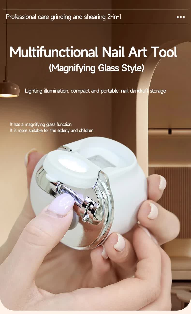 2-in-1 Electric Nail Clipper with Magnifying Glass & LED Light - Automatic Nail Trimmer & Polisher for Babies, Seniors & Adults - Safe USB Rechargeable Manicure Tool with Debris Storage - Blue