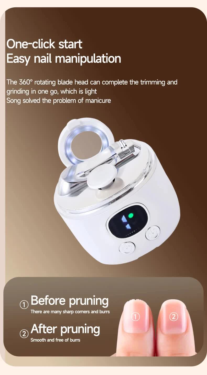 2-in-1 Electric Nail Clipper with Magnifying Glass & LED Light - Automatic Nail Trimmer & Polisher for Babies, Seniors & Adults - Safe USB Rechargeable Manicure Tool with Debris Storage - Blue