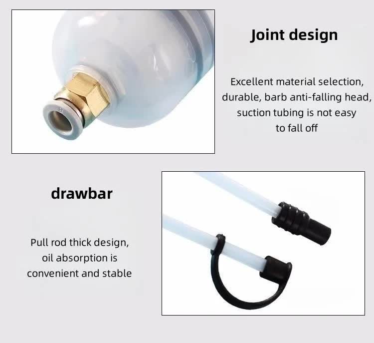 200ml Fluid Extractor & Transfer Pump - Manual Oil Syringe with Extension Tubes for Automotive Brake, Gear & Power Steering Fluids - Heavy Duty Suction Tool
