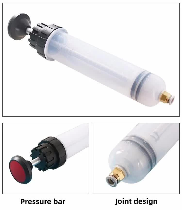 200ml Fluid Extractor & Transfer Pump - Manual Oil Syringe with Extension Tubes for Automotive Brake, Gear & Power Steering Fluids - Heavy Duty Suction Tool