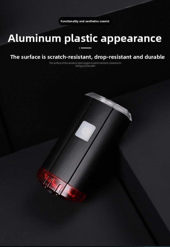 2 PCS USB Rechargeable Mini Bike Lights - Aluminium LED Front & Rear Safety Lamp Set - 150 Lumen High Brightness Flashlight for Helmet & Handlebar - IPX8 Waterproof - Black