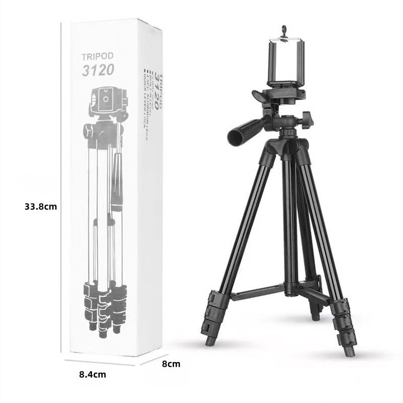 3120 Black Camera & Phone Tripod Stand - 110cm Lightweight Aluminium Portable Travel Mount with 3-Way Head & Universal Smartphone Holder - Adjustable Vlogging Gear - Black