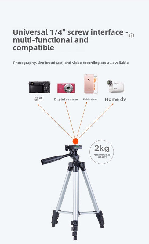 3120 Black Camera & Phone Tripod Stand - 110cm Lightweight Aluminium Portable Travel Mount with 3-Way Head & Universal Smartphone Holder - Adjustable Vlogging Gear - Black