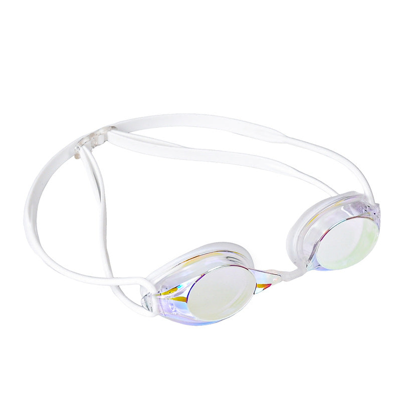 White Swimming Goggles Mirrored Anti-Fog UV Protection Waterproof HD Silicone Seal Swim Glasses for Men Women Training Racing