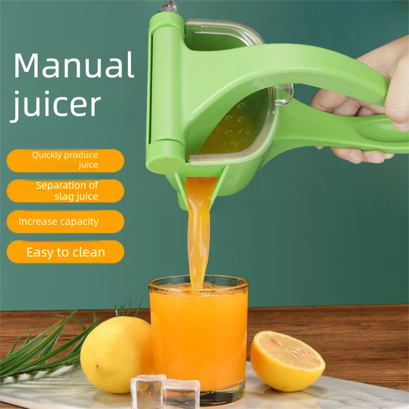 Manual Fruit Juicer Hand Press Citrus Squeezer Lemon Orange Lime Extractor Portable Food Grade PP Green Easy Clean Detachable for Home Camping