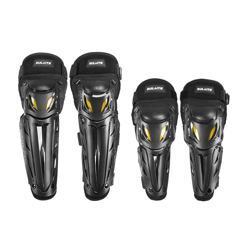 4 Piece Motorcycle Protective Gear Set Knee Pads and Elbow Guards Motocross Shin Armour Quick Release Hard Shell Adjustable Black