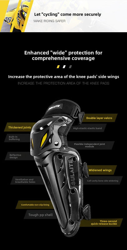 SULAITE CE Level 1 Certified 4 Piece Motorcycle Protective Gear Set Silver Knee Pads and Elbow Guards Long Shin Armour Quick Release for Motocross Dirt Bike