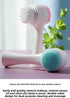 2-in-1 Dual Sided Facial Cleansing Brush Soft Microfiber & Silicone Scrubber Manual Face Washer Exfoliator Tool Blue for Deep Pore Cleaning