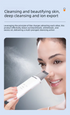 Ultrasonic Skin Scrubber Facial Spatula Blackhead Remover & Pore Cleaner with Ion EMS Lifting Mode Rechargeable Beauty Tool Ivory White