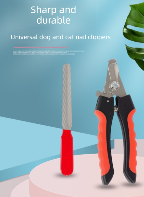 Pet Nail Clippers & File Set for Small Dogs Cats Stainless Steel Claw Trimmer with Safety Guard Non-Slip Handle Grooming Tool White & Pink