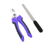 Pet Nail Clippers & File Set for Small Dogs Cats Stainless Steel Claw Trimmer with Safety Guard Non-Slip Handle Grooming Tool Black & Purple