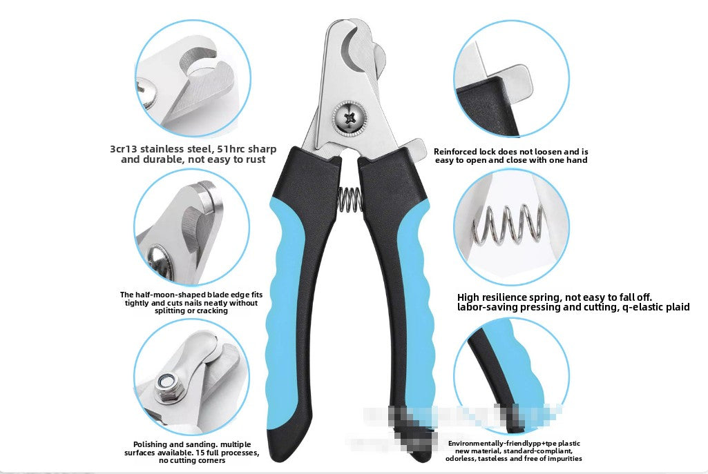 Pet Nail Clippers & File Set for Small Dogs Cats Stainless Steel Claw Trimmer with Safety Guard Non-Slip Handle Grooming Tool Black & Purple