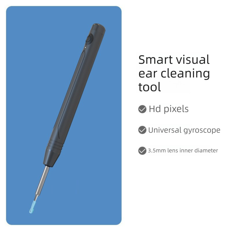 Smart Visual Ear Wax Removal Tool with HD Camera WiFi Wireless Otoscope Ear Cleaner 3.5mm Ultra Slim Lens for iPhone Android Black