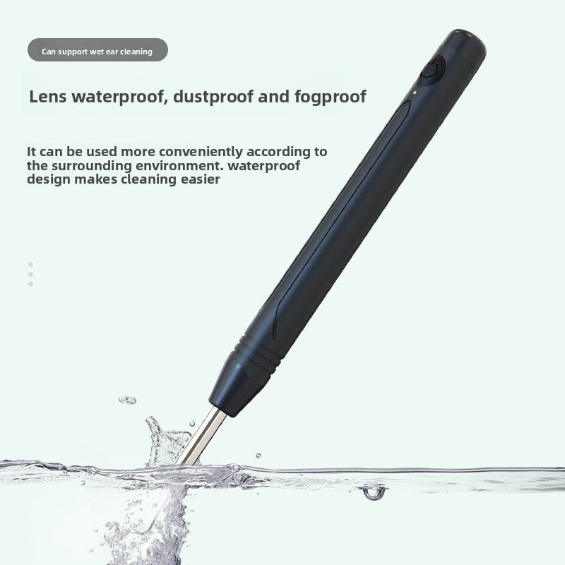 Smart Visual Ear Wax Removal Tool with HD Camera WiFi Wireless Otoscope Ear Cleaner 3.5mm Ultra Slim Lens for iPhone Android Black