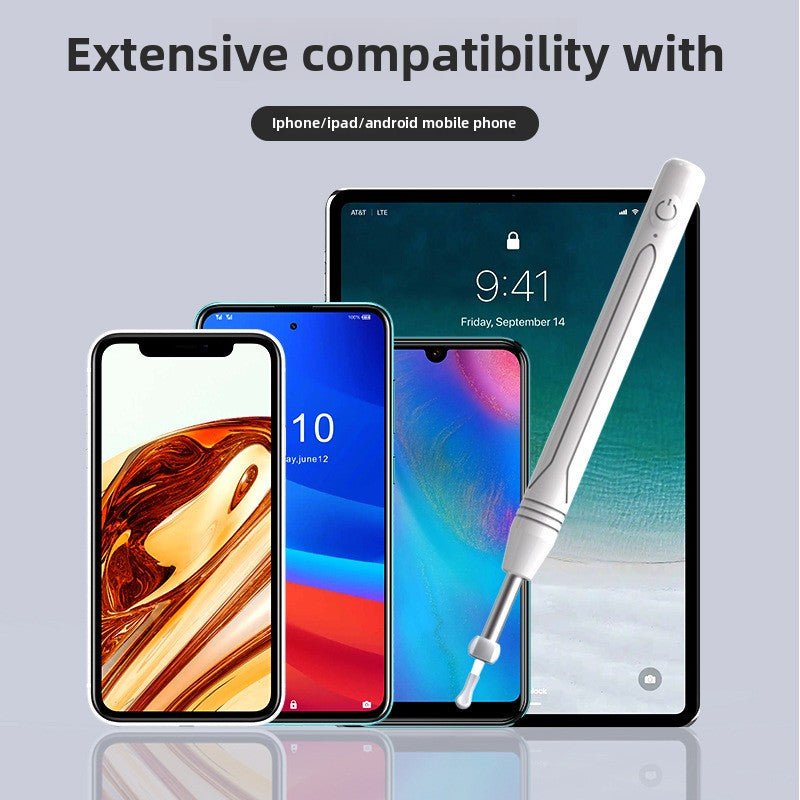 Smart Visual Ear Wax Removal Tool with HD Camera WiFi Wireless Otoscope Ear Cleaner 3.5mm Ultra Slim Lens for iPhone Android Black