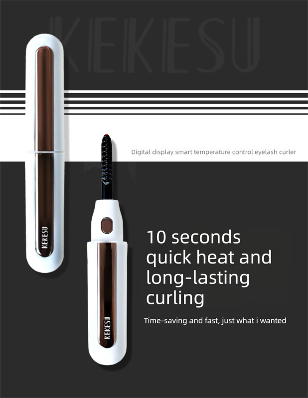 Heated Eyelash Curler Rechargeable Electric Lash Curler with LCD Display 2 Temperature Modes Fast Heating Long Lasting Natural Curl Tool White