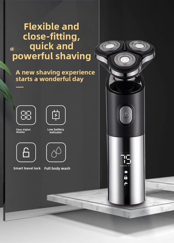 Electric Shaver for Men 3D Rotary Razor Wet and Dry Waterproof USB Rechargeable LED Display Travel Lock Gift Box Blue